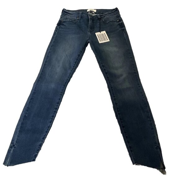 PISTOLA Audrey Mid Rise Skinny Transcend Blue Stretch Raw Split Hem Jeans 27 - Picture 1 of 12